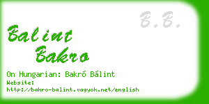 balint bakro business card