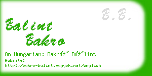 balint bakro business card